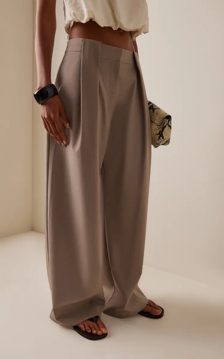 St. Agni Pleated Wool-Blend Wide-Leg Pants | Thumbnail 3