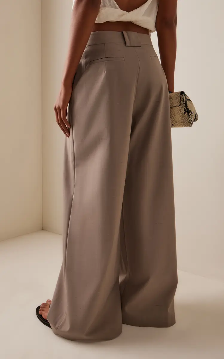St. Agni Pleated Wool-Blend Wide-Leg Pants | Thumbnail 4