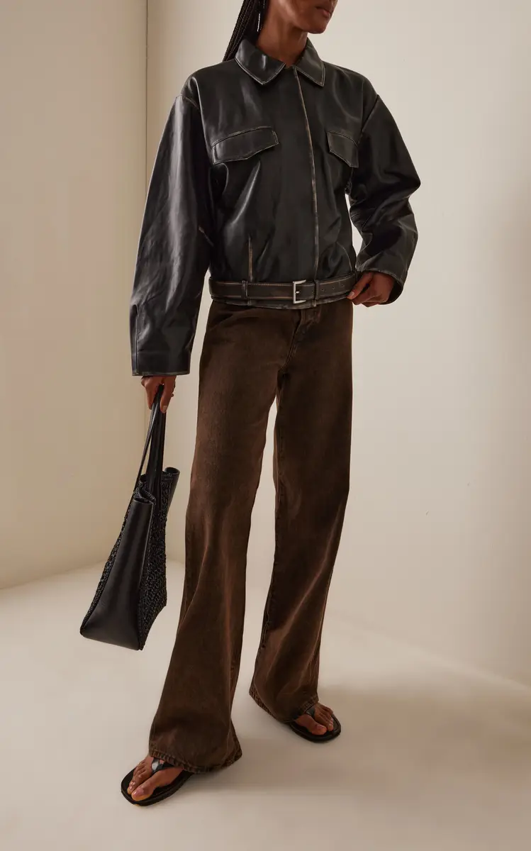 St. Agni Belted Brushed-Leather Jacket | Thumbnail 3 St. Agni Belted Brushed-Leather Jacket | Thumbnail 3