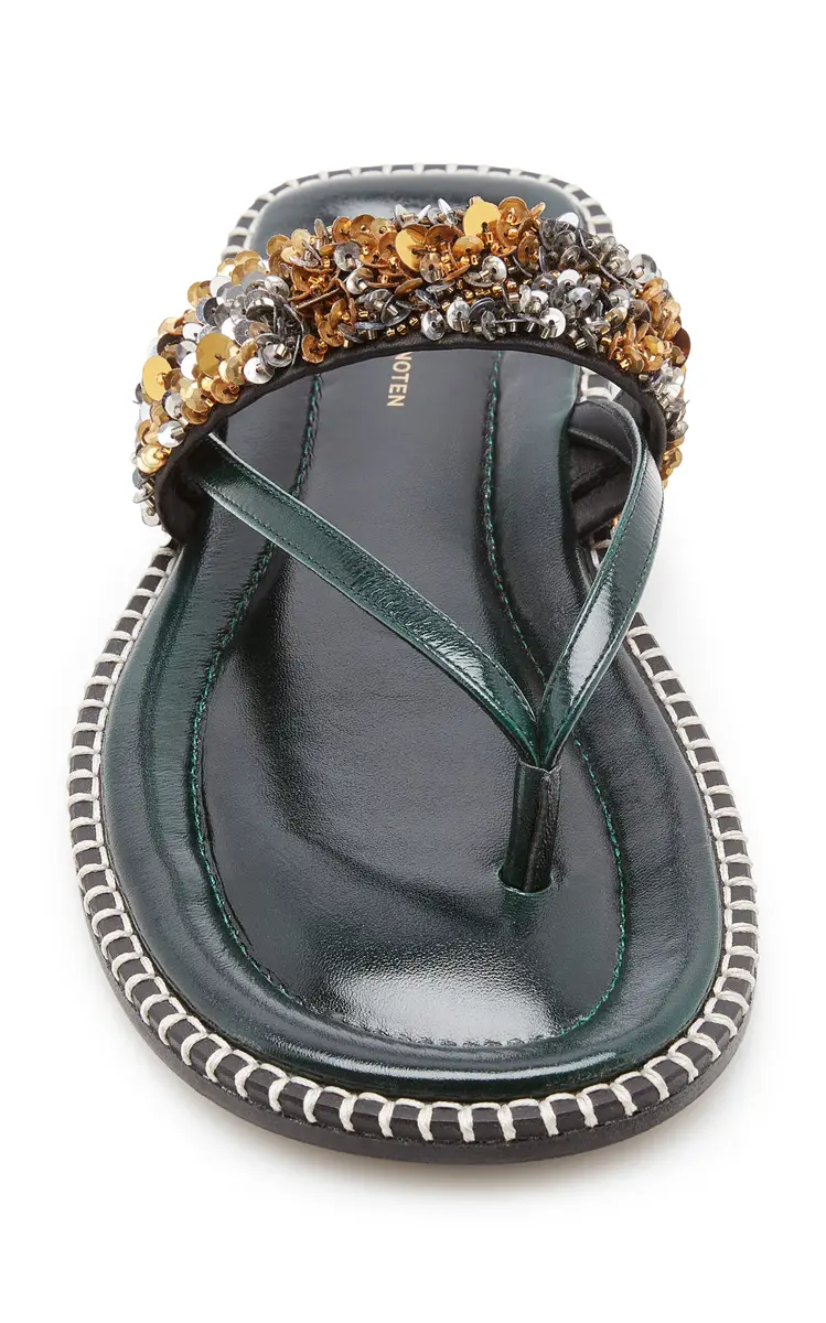 Dries Van Noten Sequin Embellished Leather Sandals | Thumbnail 5