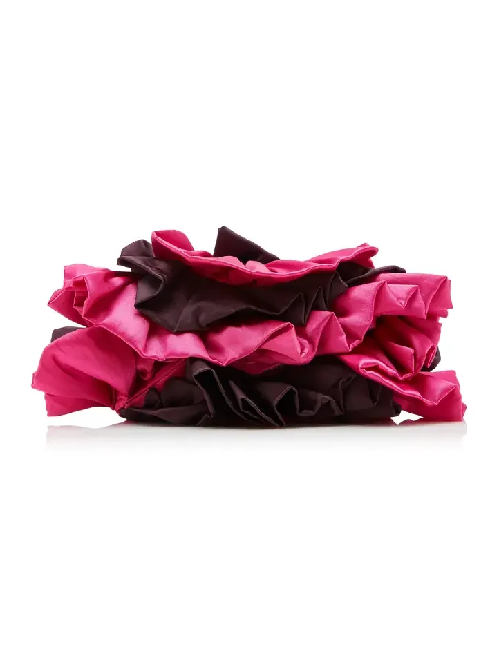 Dries Van Noten Ruffle Satin Clutch