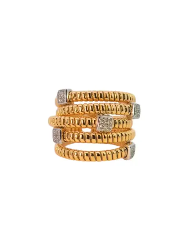 0.25ct Diamond 18K Gold Italy Multi Row Ring 0.25ct Diamond 18K Gold Italy Multi Row Ring