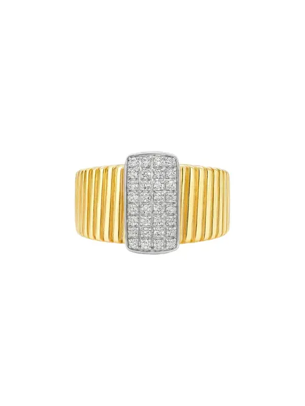 0.33ct Diamond 18K Gold Italy Grooved Ring