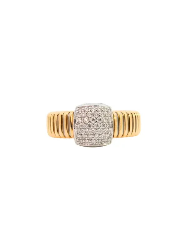 0.48ct Diamond 18K Gold Italy Grooved Ring