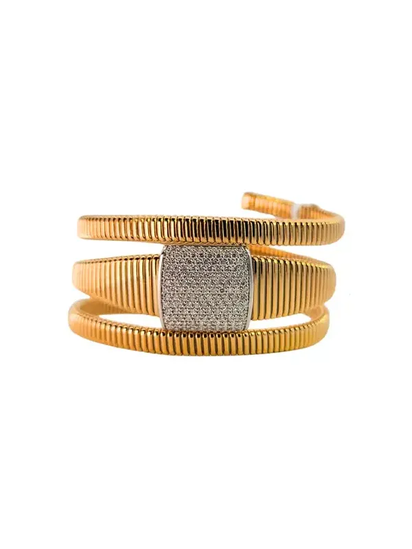 1.30ct Diamond 18K Gold Italian Multi Row Bracelet