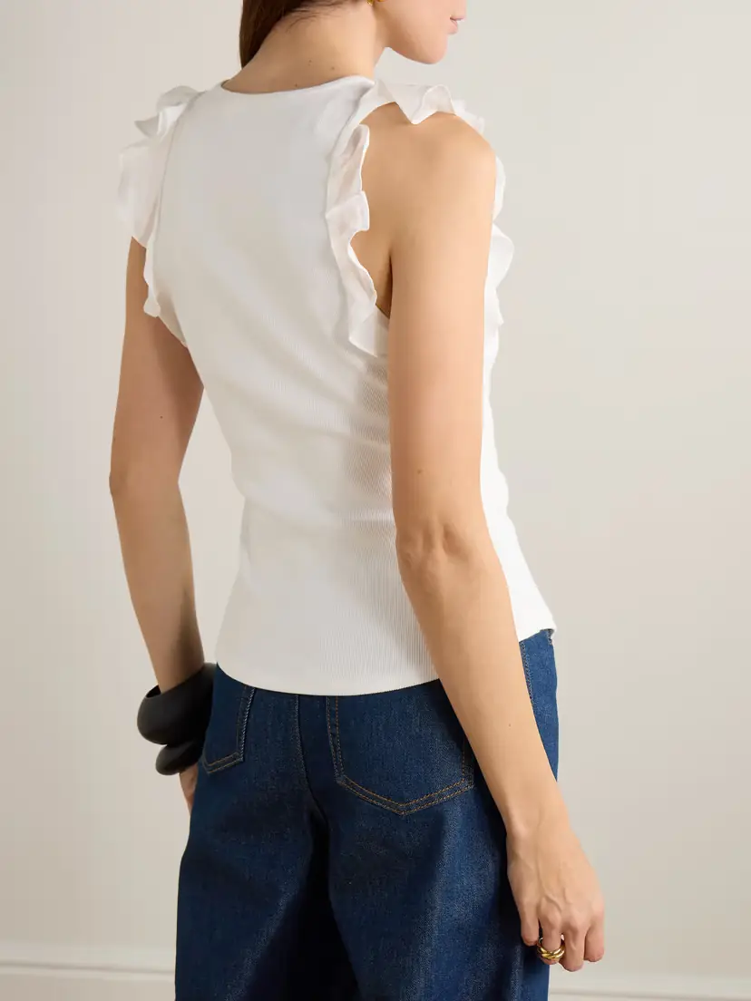 Zimmermann Awaken Ruffled Ribbed Cotton-blend Jersey Tank | Thumbnail 3