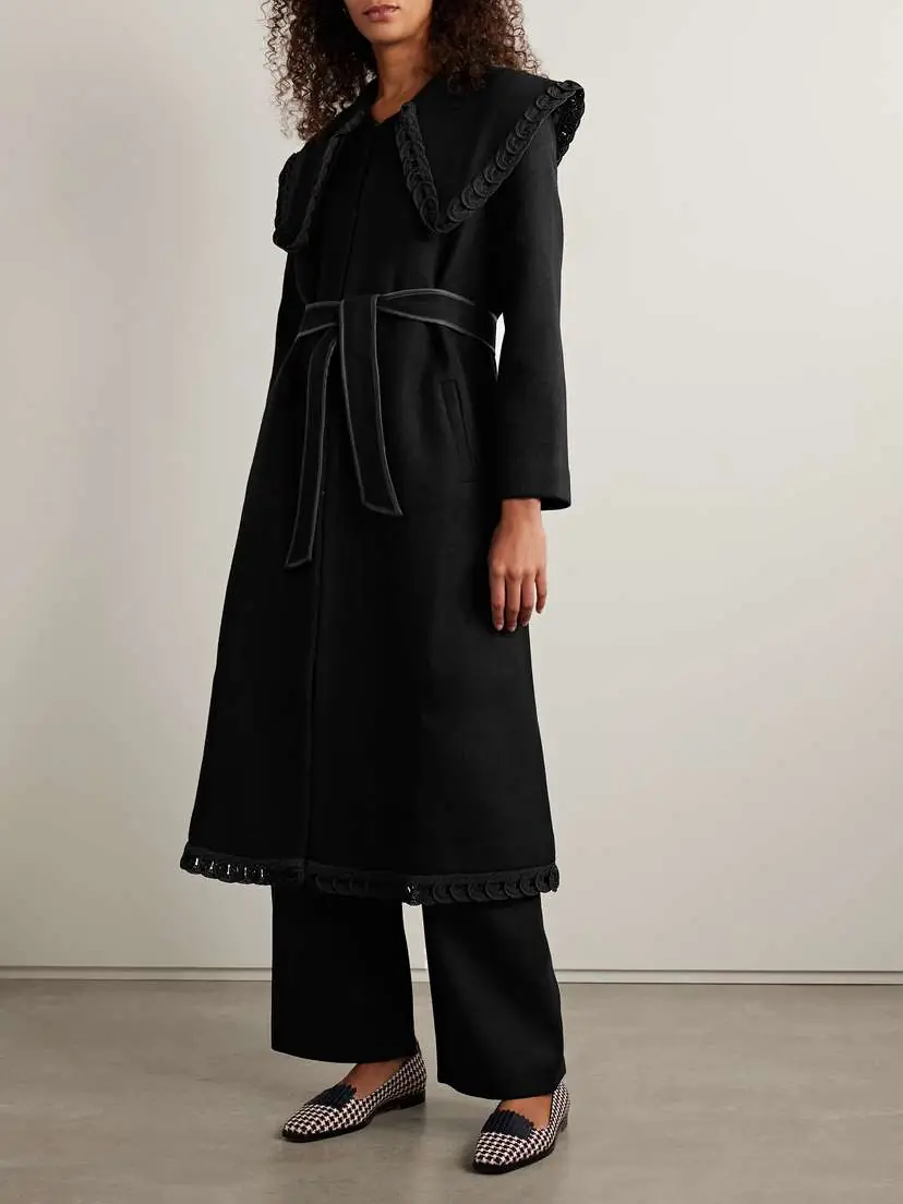 BODE Dover Belted Embroidered Wool Coat | Thumbnail 3