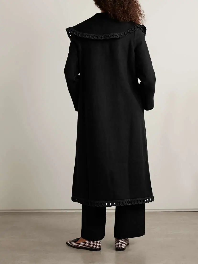 BODE Dover Belted Embroidered Wool Coat | Thumbnail 4