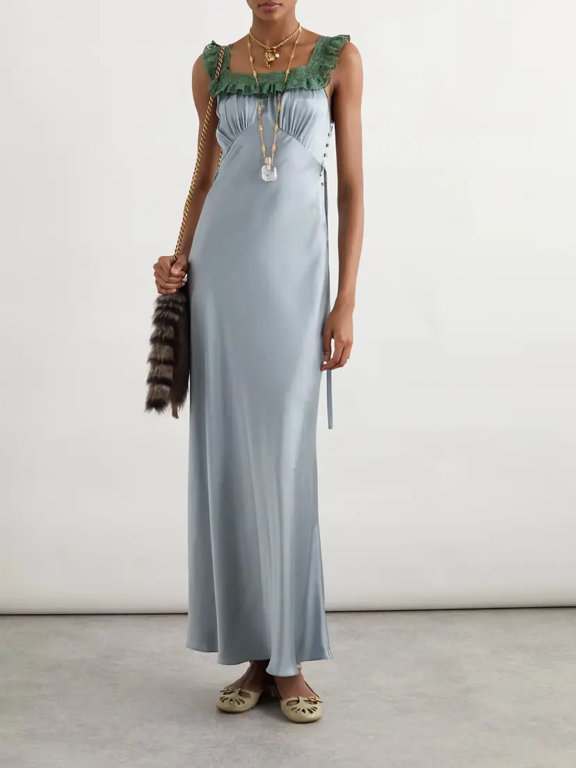 Chloé Lace-trimmed Silk-satin Gown | Thumbnail 2 Chloé Lace-trimmed Silk-satin Gown | Thumbnail 2