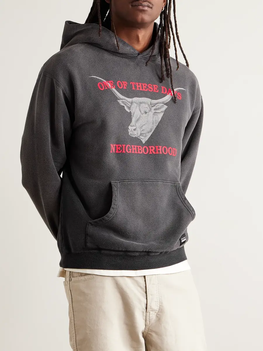 Neighborhood One of These Days Logo-Print Cotton-Jersey Hoodie - Men | Thumbnail 3 Neighborhood One of These Days Logo-Print Cotton-Jersey Hoodie - Men | Thumbnail 3