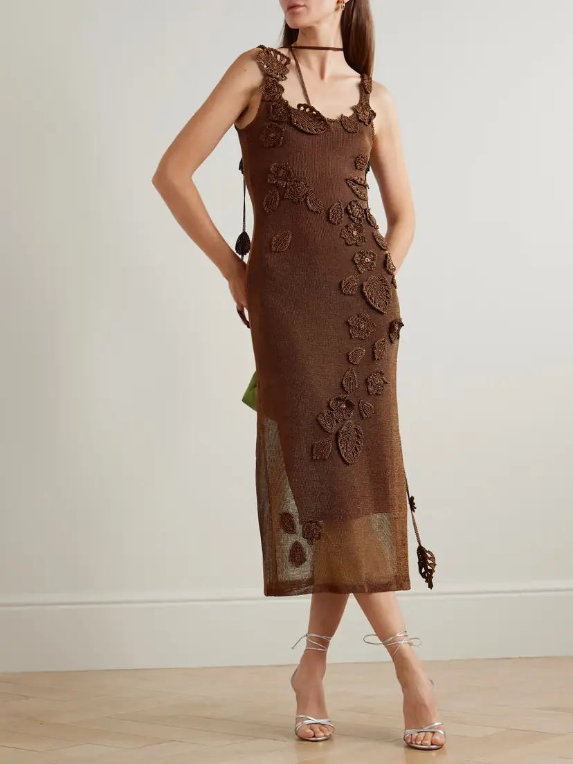 Cult Gaia Pemma Appliquéd Knitted Midi Dress | Thumbnail 2 Cult Gaia Pemma Appliquéd Knitted Midi Dress | Thumbnail 2
