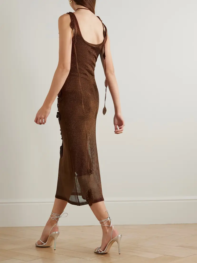 Cult Gaia Pemma Appliquéd Knitted Midi Dress | Thumbnail 3 Cult Gaia Pemma Appliquéd Knitted Midi Dress | Thumbnail 3
