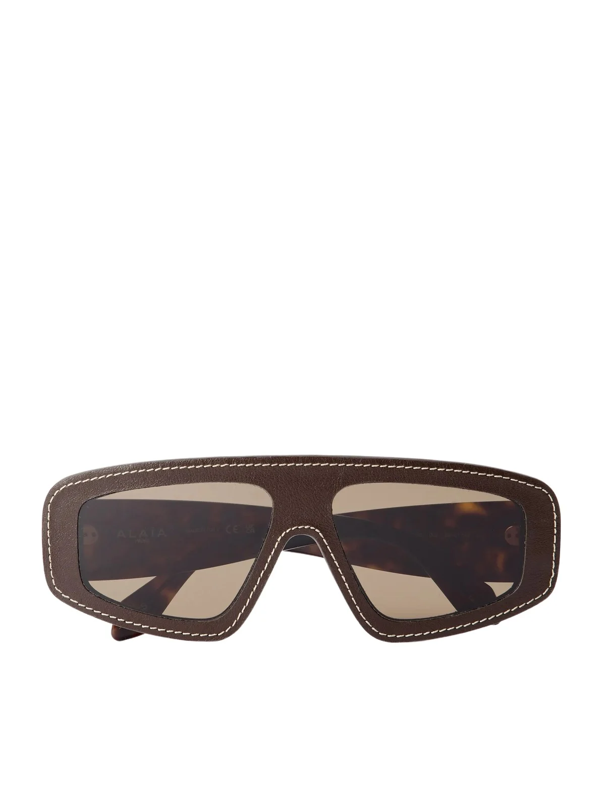 Mask D-frame Leather And Tortoiseshell Acetate Sunglasses
