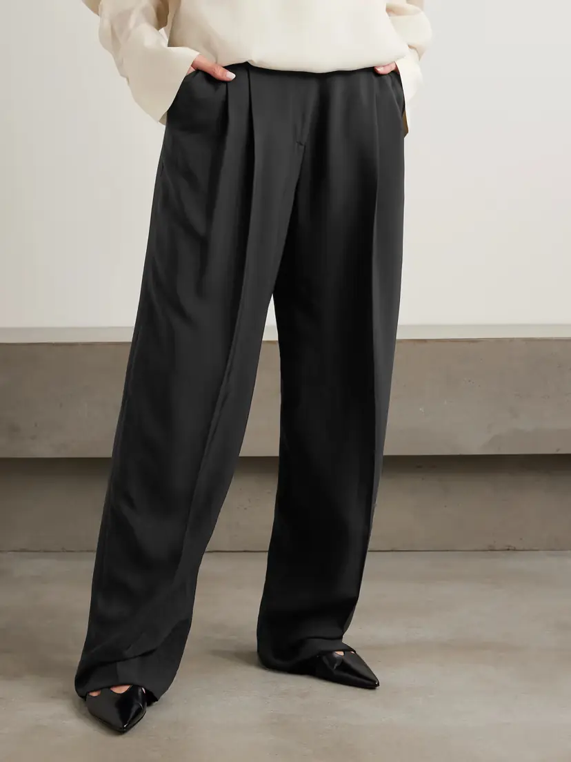 TOTEME Pleated Woven Wide-leg Pants | Thumbnail 3