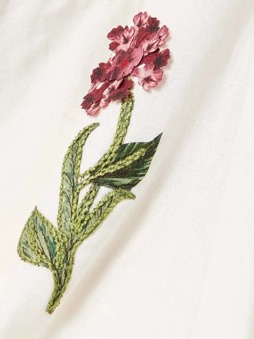 Agua by Agua Bendita Siembra Off-the-shoulder Appliquéd Embroidered Printed Linen Maxi Dress | Thumbnail 4