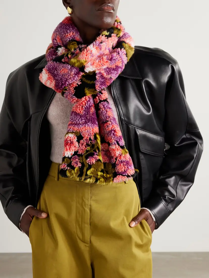 Dries Van Noten Floral-print Plush Scarf | Thumbnail 2 Dries Van Noten Floral-print Plush Scarf | Thumbnail 2