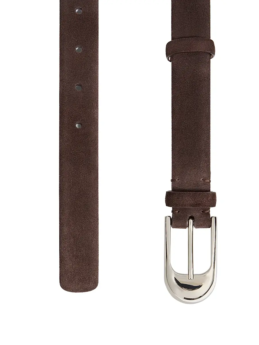Khaite Women's Dome Suede Belt - Dark Brown | Thumbnail 2