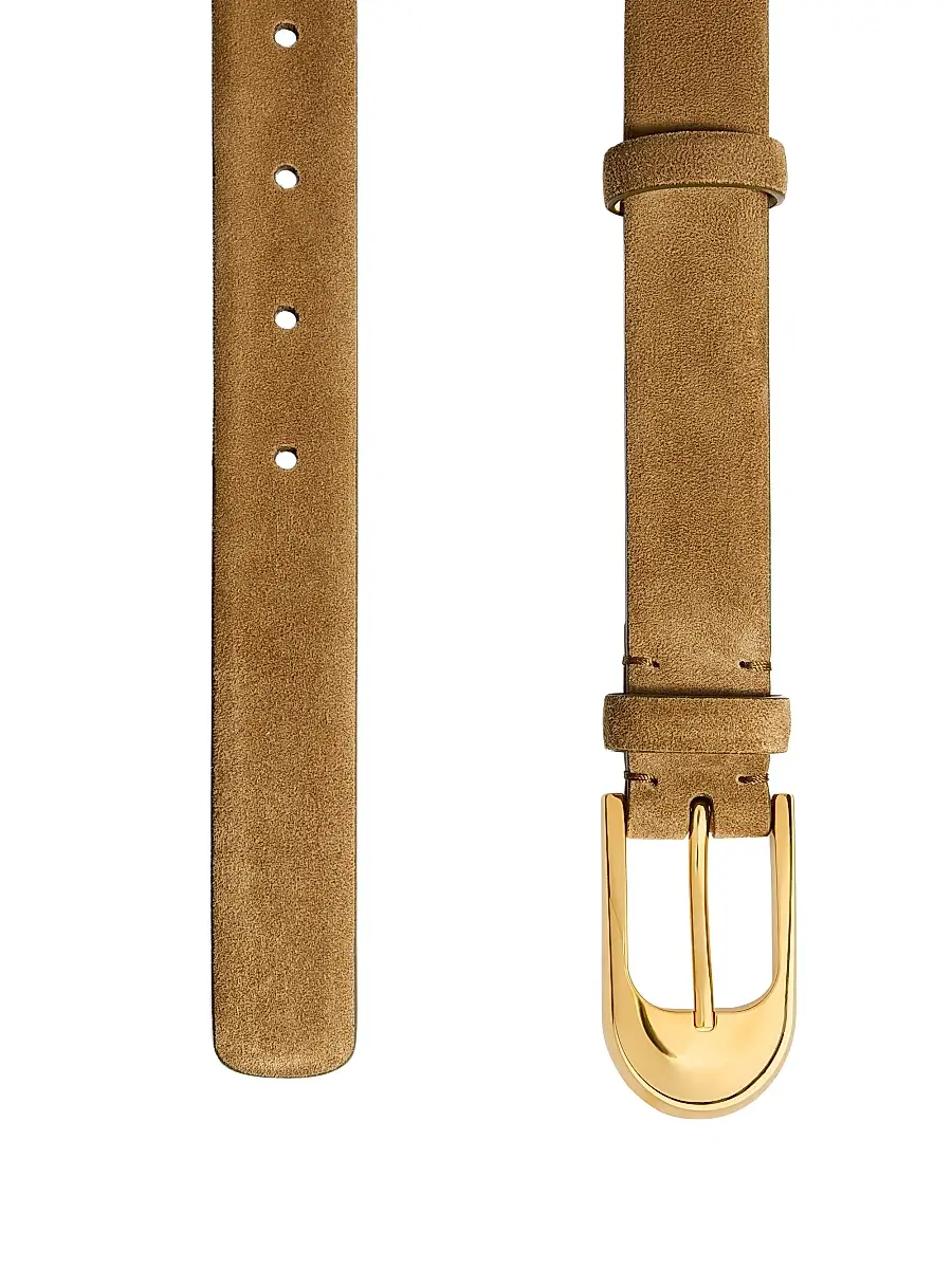 Khaite Women's Dome Suede Belt - Mud | Thumbnail 2