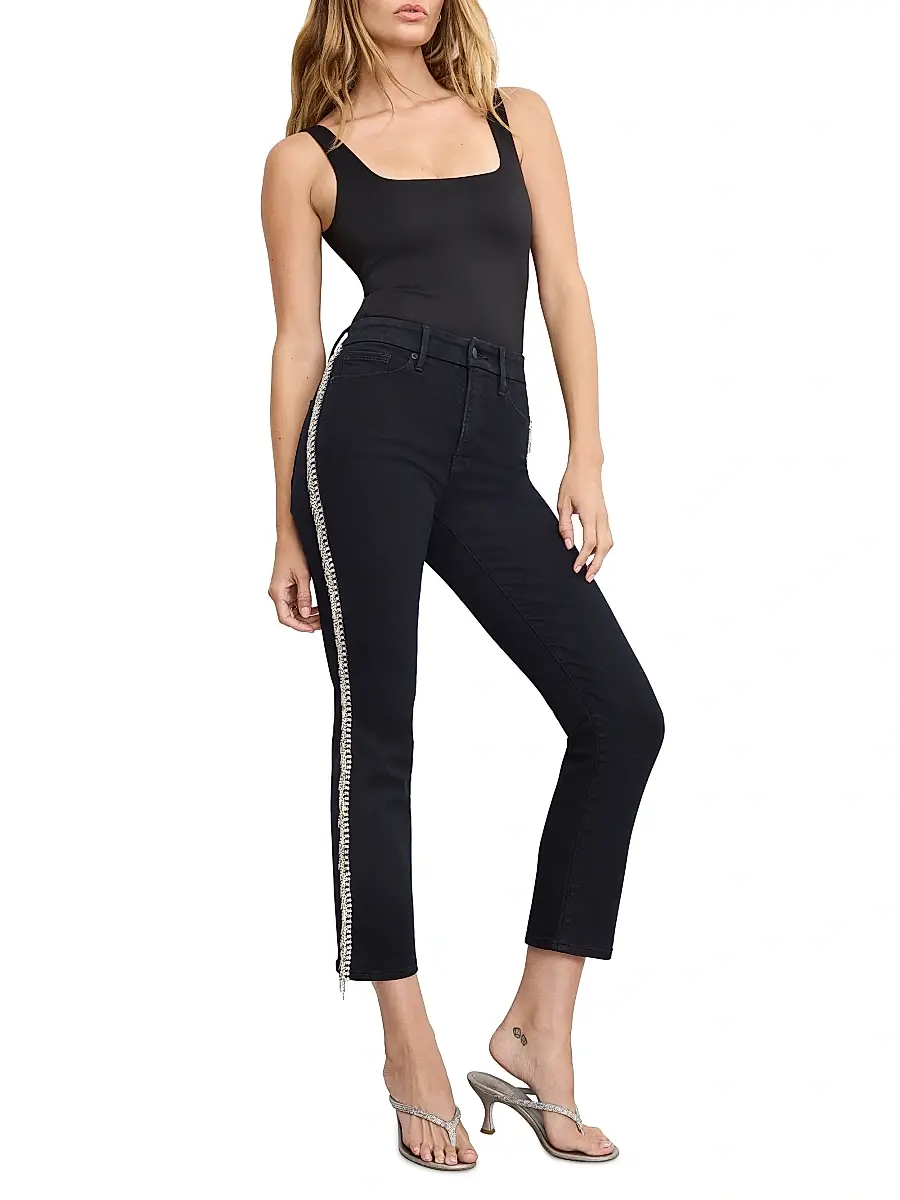 GOOD AMERICAN Women's Good Legs Straight Diamond Jeans | Thumbnail 2
