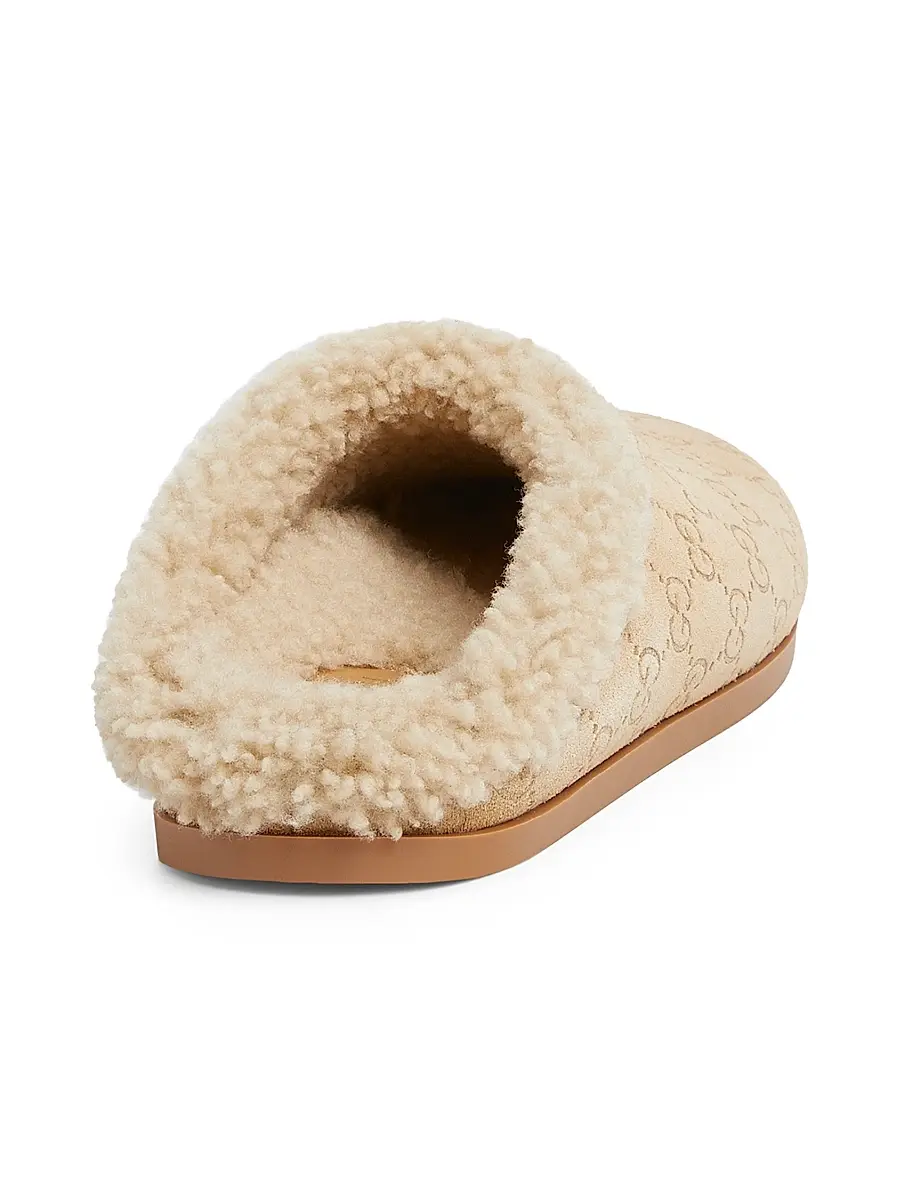 Gucci Women's GG Suede & Shearling Mules - Sand | Thumbnail 3 Gucci Women's GG Suede & Shearling Mules - Sand | Thumbnail 3