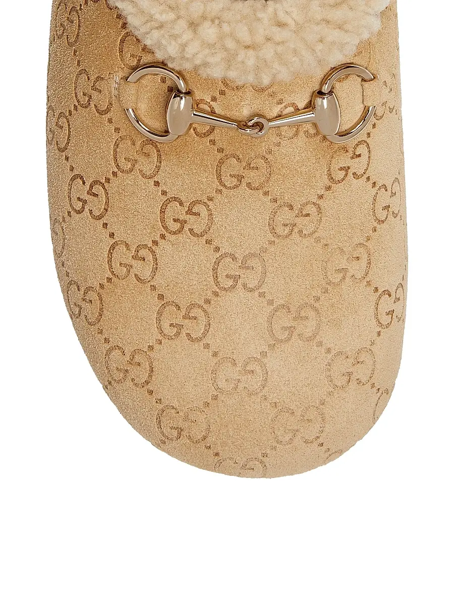 Gucci Women's GG Suede & Shearling Mules - Sand | Thumbnail 5 Gucci Women's GG Suede & Shearling Mules - Sand | Thumbnail 5