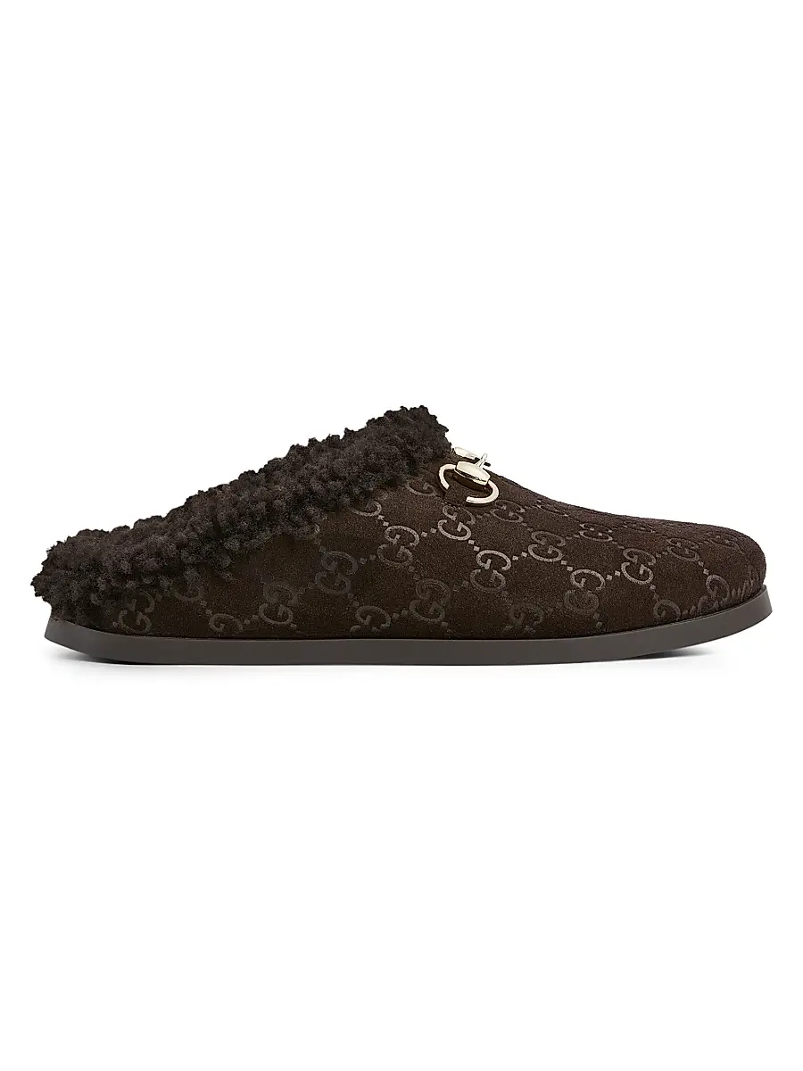 Gucci Women's GG Suede & Shearling Mules - Sand | Thumbnail 6 Gucci Women's GG Suede & Shearling Mules - Sand | Thumbnail 6