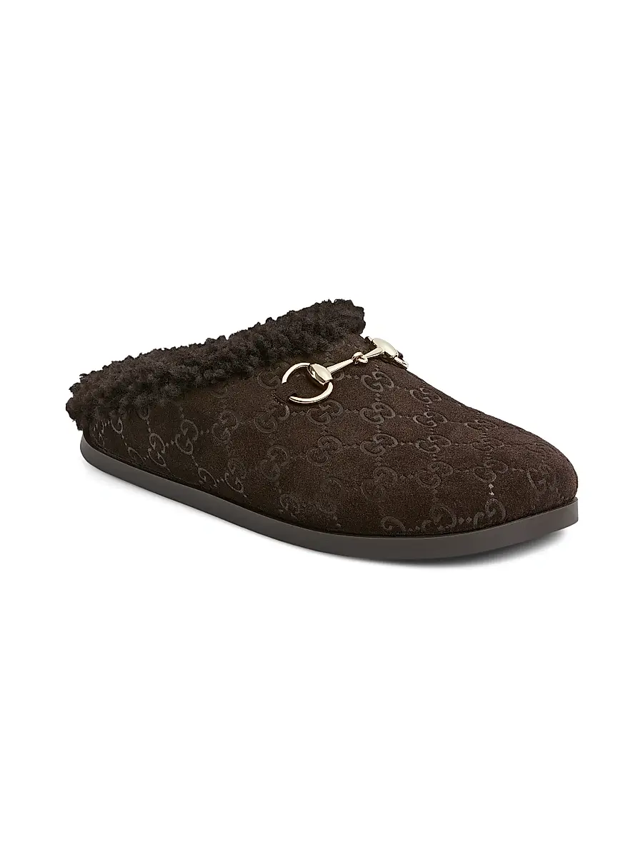 Gucci Women's GG Suede & Shearling Mules - Sand | Thumbnail 7 Gucci Women's GG Suede & Shearling Mules - Sand | Thumbnail 7