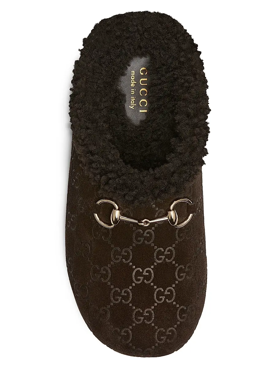 Gucci Women's GG Suede & Shearling Mules - Sand | Thumbnail 9 Gucci Women's GG Suede & Shearling Mules - Sand | Thumbnail 9