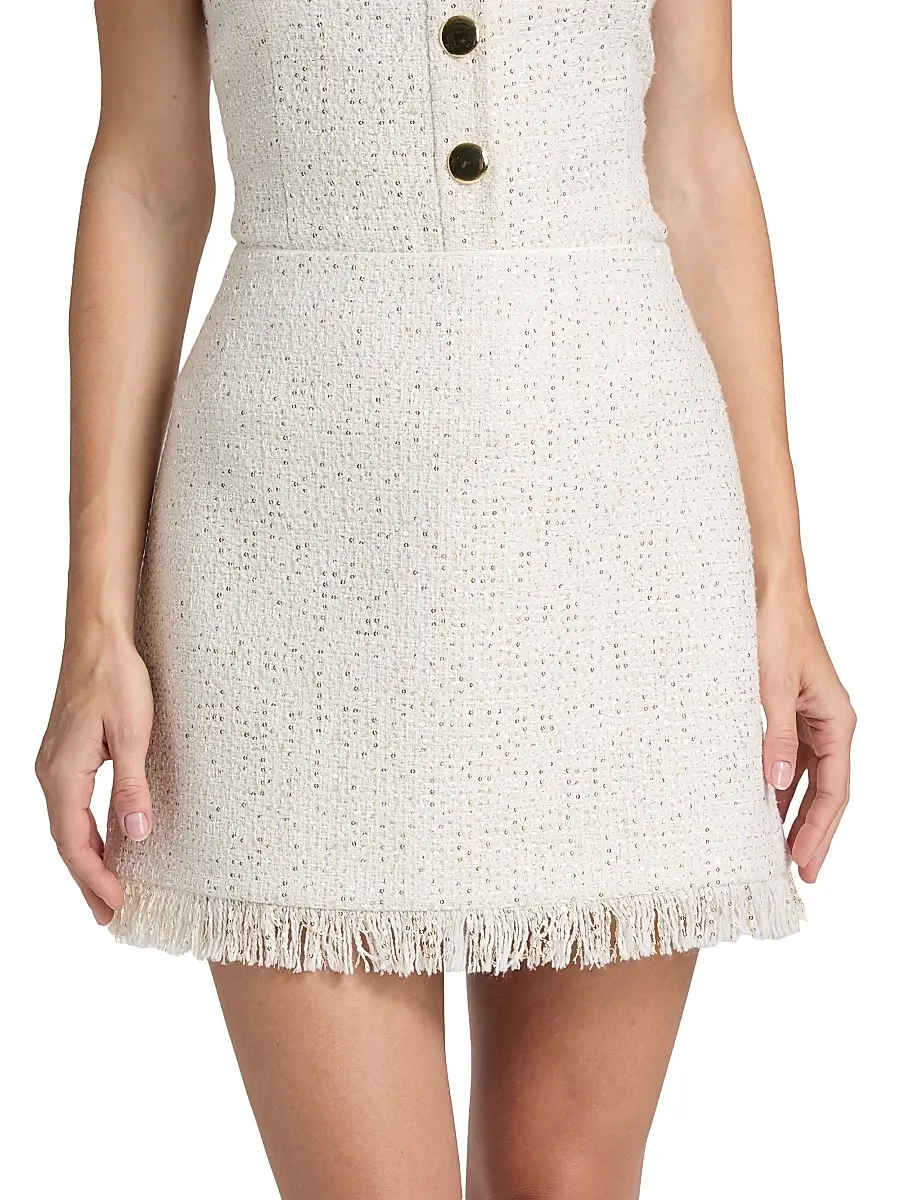 Toccin Women's Maris Sequined Fringe-Trimmed Miniskirt | Thumbnail 3 Toccin Women's Maris Sequined Fringe-Trimmed Miniskirt | Thumbnail 3