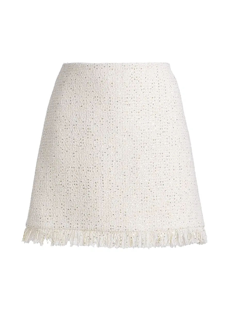 Toccin Women's Maris Sequined Fringe-Trimmed Miniskirt