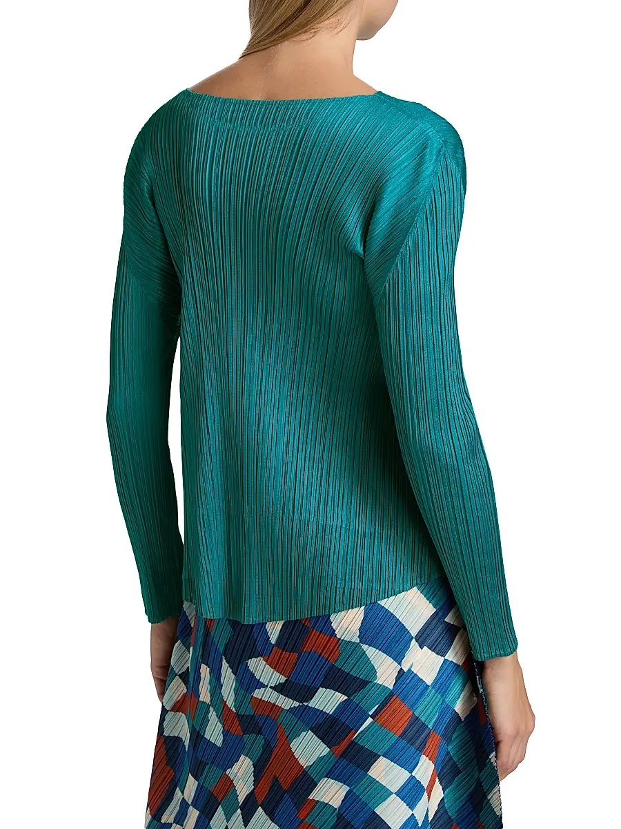Pleats Please Issey Miyake Women's Monthly Colors: October Long-Sleeve Top - Turquoise Green | Thumbnail 5 Pleats Please Issey Miyake Women's Monthly Colors: October Long-Sleeve Top - Turquoise Green | Thumbnail 5