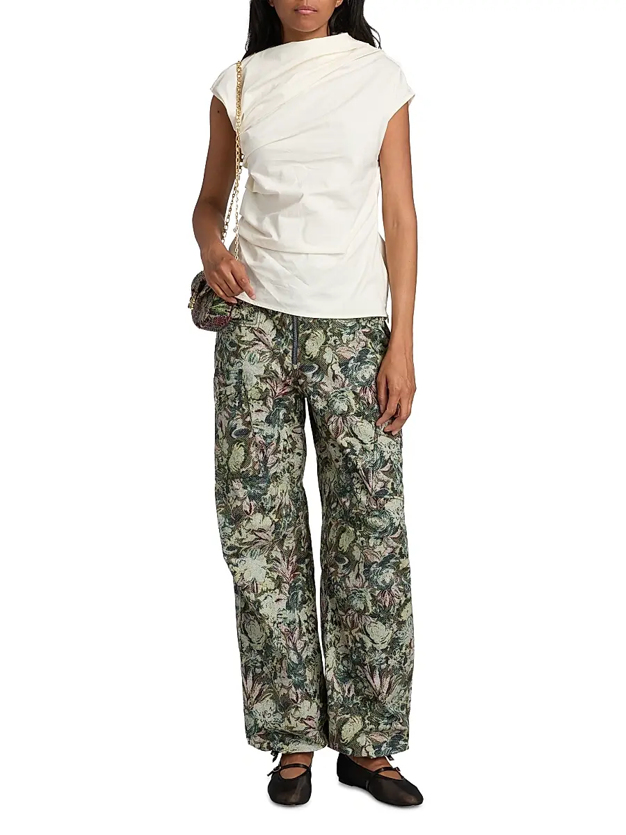 Ganni Women's Stretch-Cotton Ruched Top | Thumbnail 2 Ganni Women's Stretch-Cotton Ruched Top | Thumbnail 2