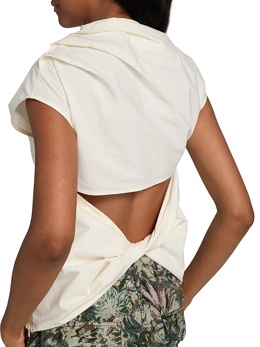 Ganni Women's Stretch-Cotton Ruched Top | Thumbnail 6 Ganni Women's Stretch-Cotton Ruched Top | Thumbnail 6