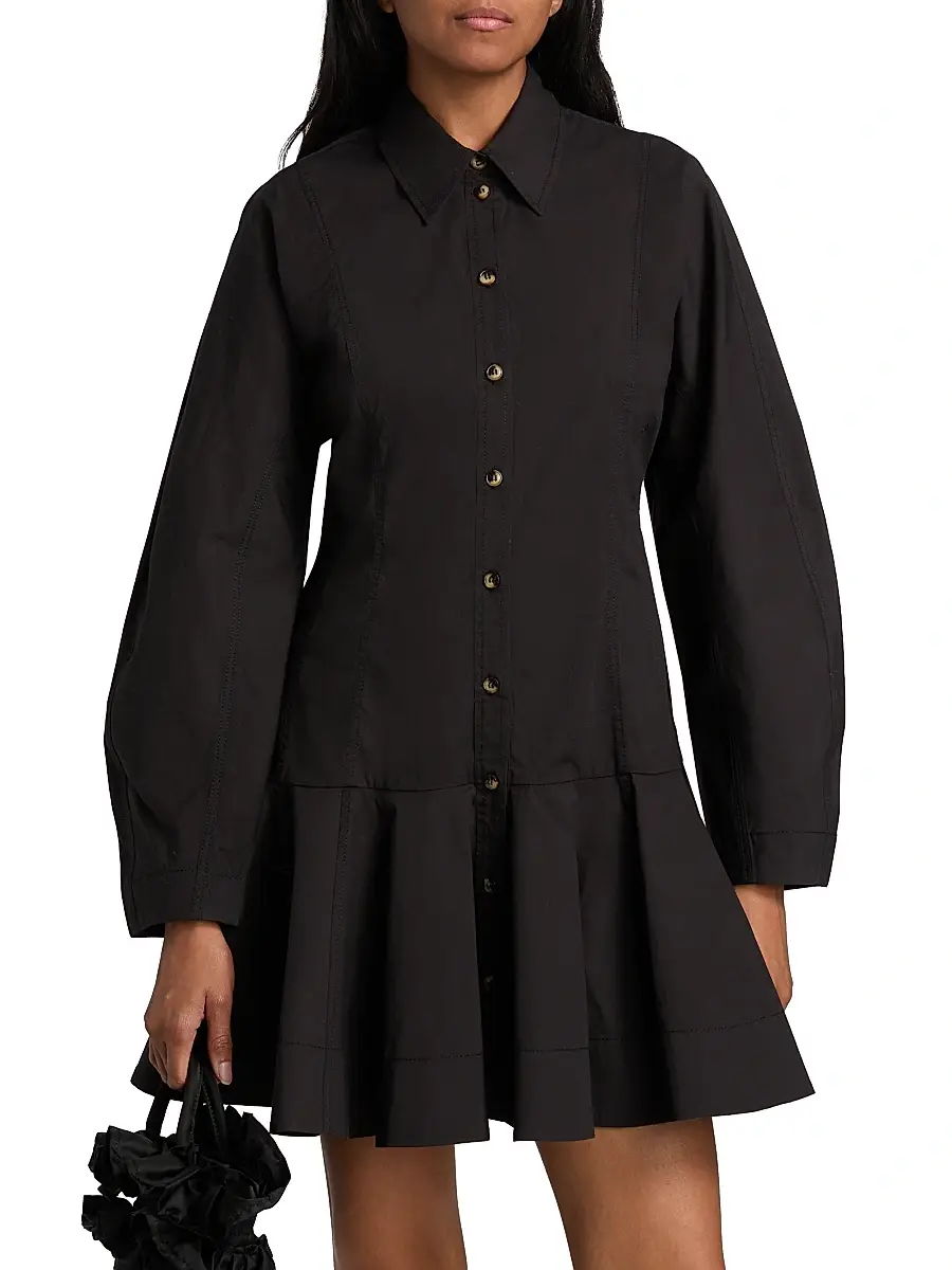 Ganni Women's Stretch Cotton Mini Shirtdress | Thumbnail 3 Ganni Women's Stretch Cotton Mini Shirtdress | Thumbnail 3