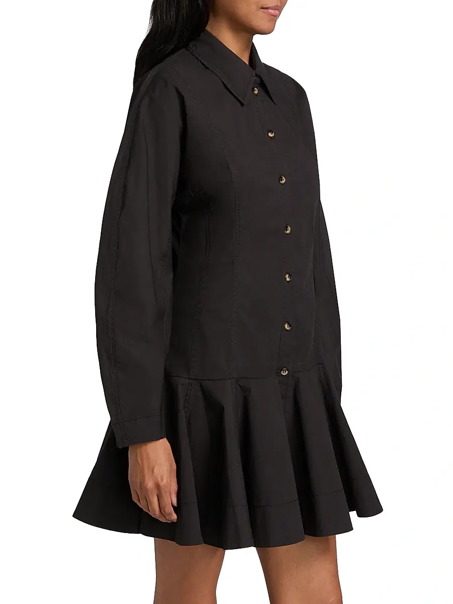 Ganni Women's Stretch Cotton Mini Shirtdress | Thumbnail 4 Ganni Women's Stretch Cotton Mini Shirtdress | Thumbnail 4