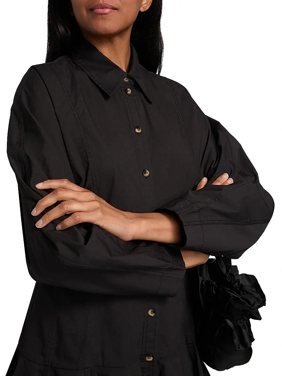 Ganni Women's Stretch Cotton Mini Shirtdress | Thumbnail 6 Ganni Women's Stretch Cotton Mini Shirtdress | Thumbnail 6
