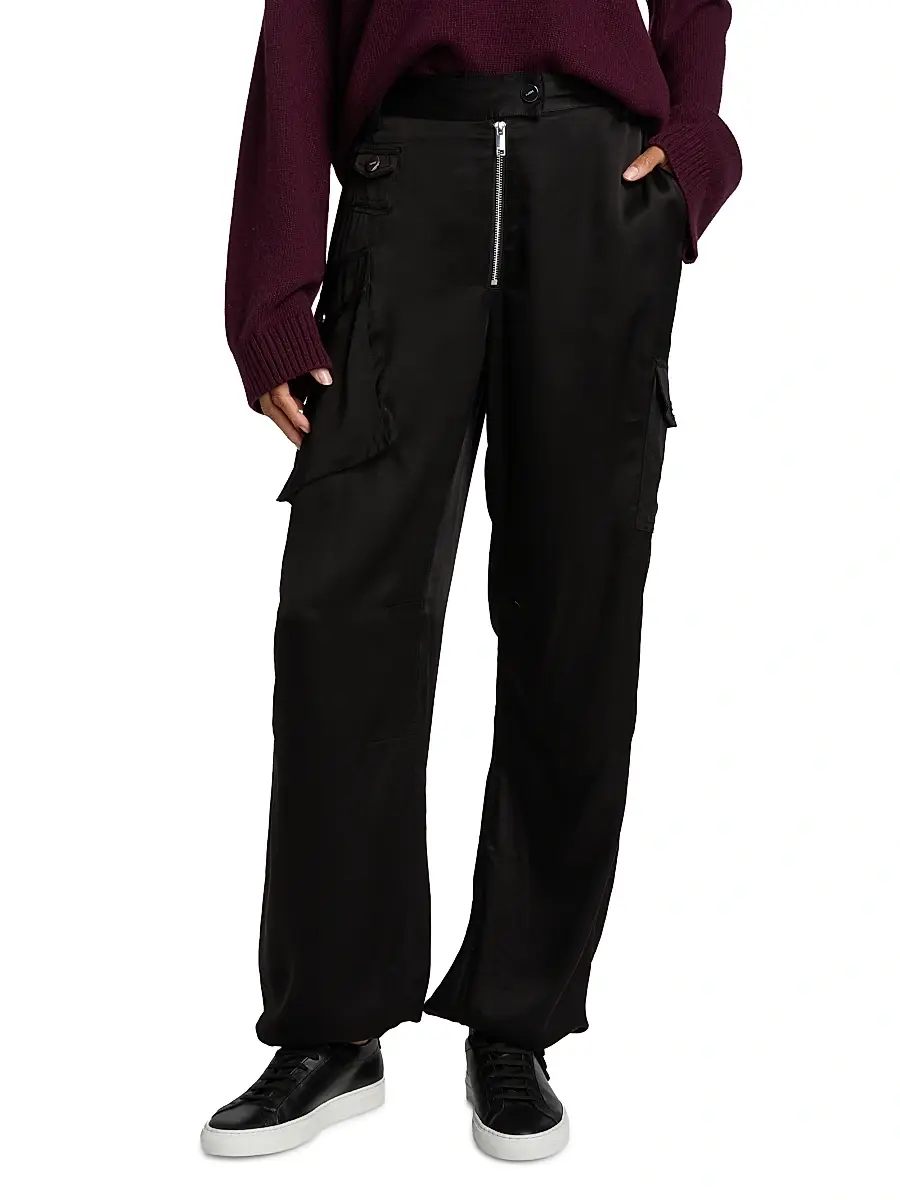 Ganni Women's Washed Satin Cargo Pants | Thumbnail 3 Ganni Women's Washed Satin Cargo Pants | Thumbnail 3