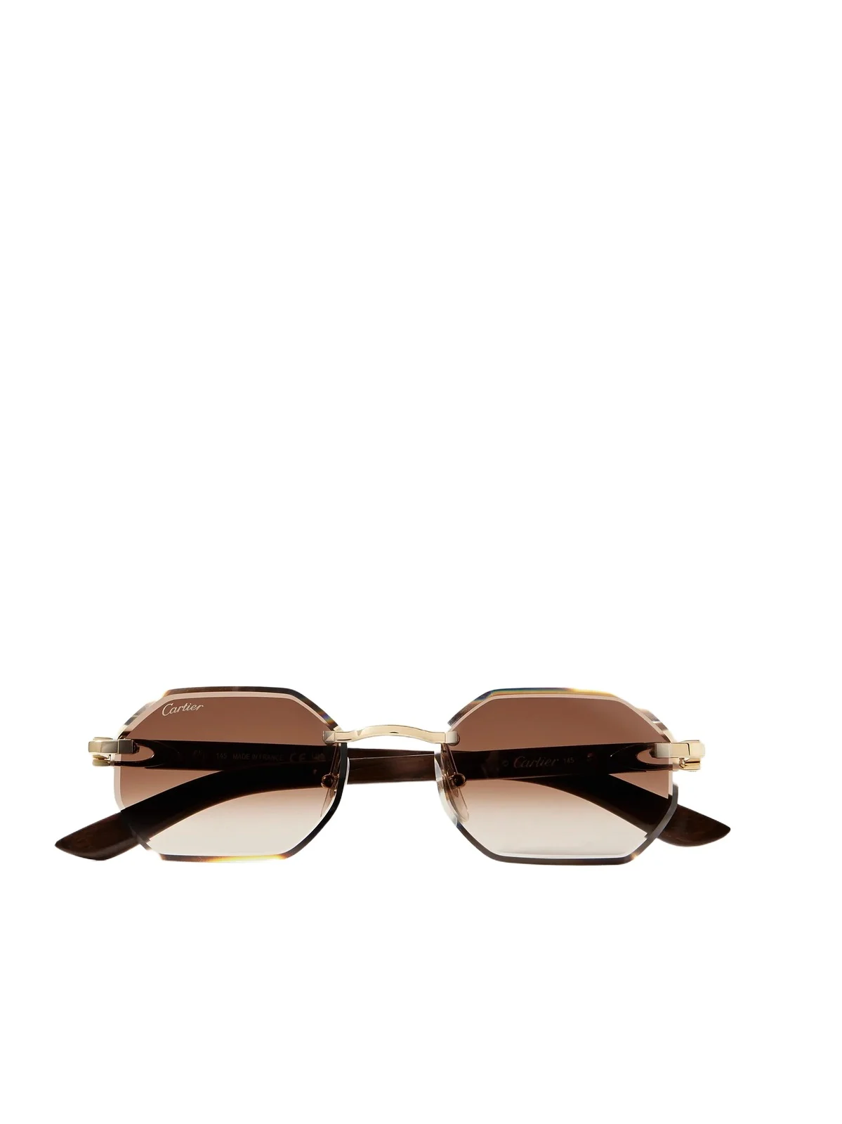 Cartier Eyewear Octagon-frame Gold-tone And Wood Sunglasses
