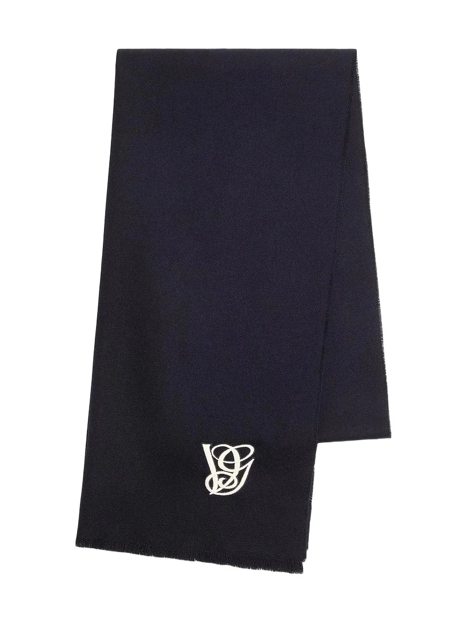 Men's Wool Scarf with Embroidery - Navy Men's Wool Scarf with Embroidery - Navy