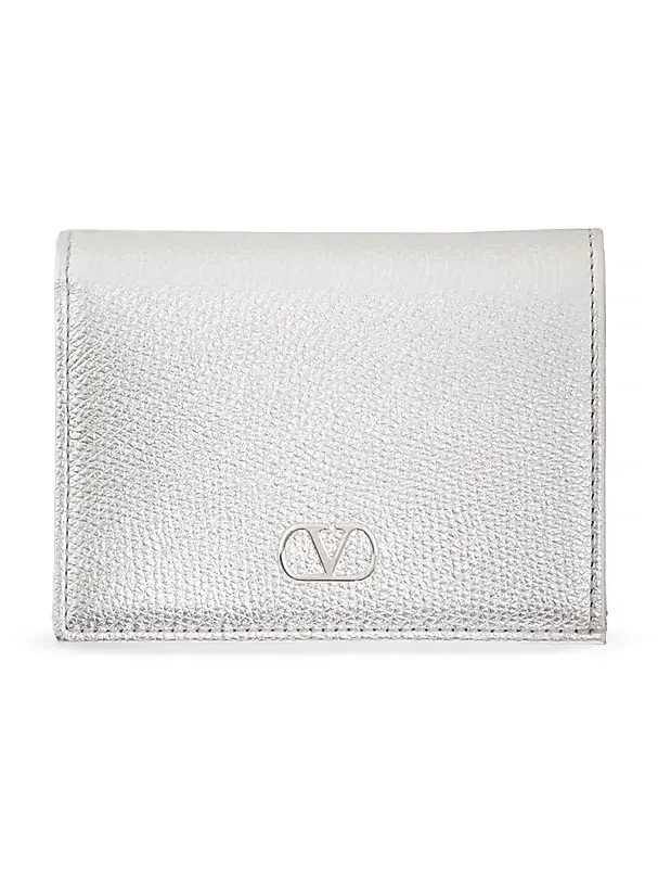 Women's VLogo Signature Laminated Grainy Calfskin Wallet