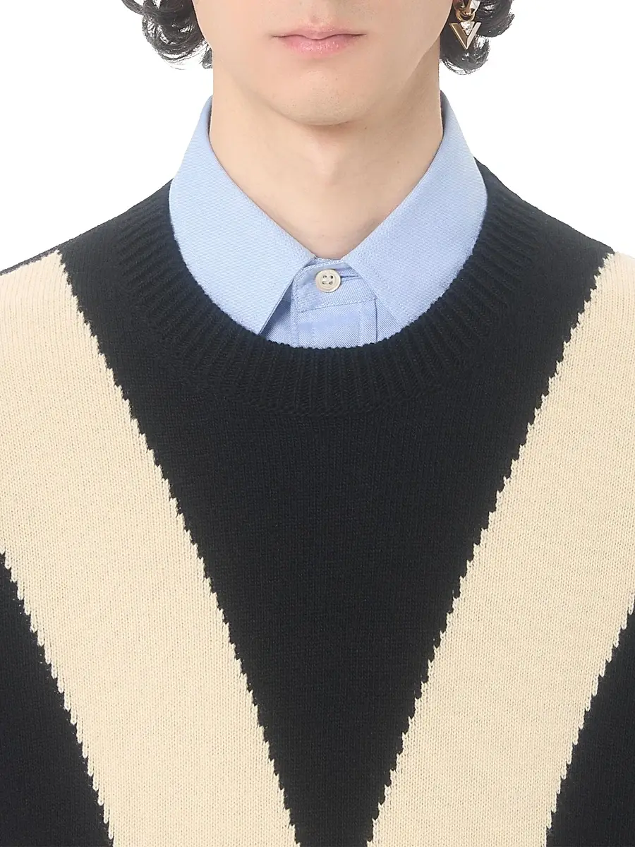Valentino Men's Wool Sweater with Inlaid V - Black Butter | Thumbnail 5 Valentino Men's Wool Sweater with Inlaid V - Black Butter | Thumbnail 5
