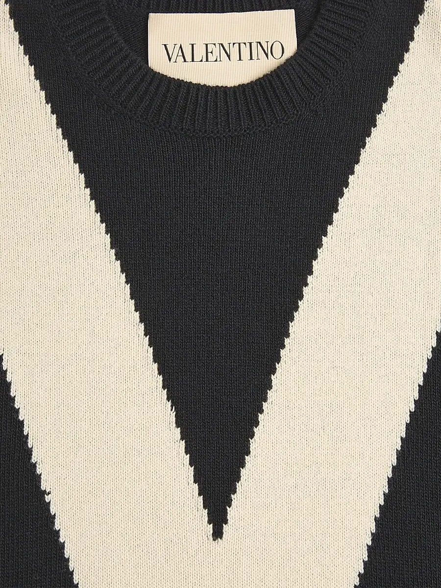 Valentino Men's Wool Sweater with Inlaid V - Black Butter | Thumbnail 6 Valentino Men's Wool Sweater with Inlaid V - Black Butter | Thumbnail 6