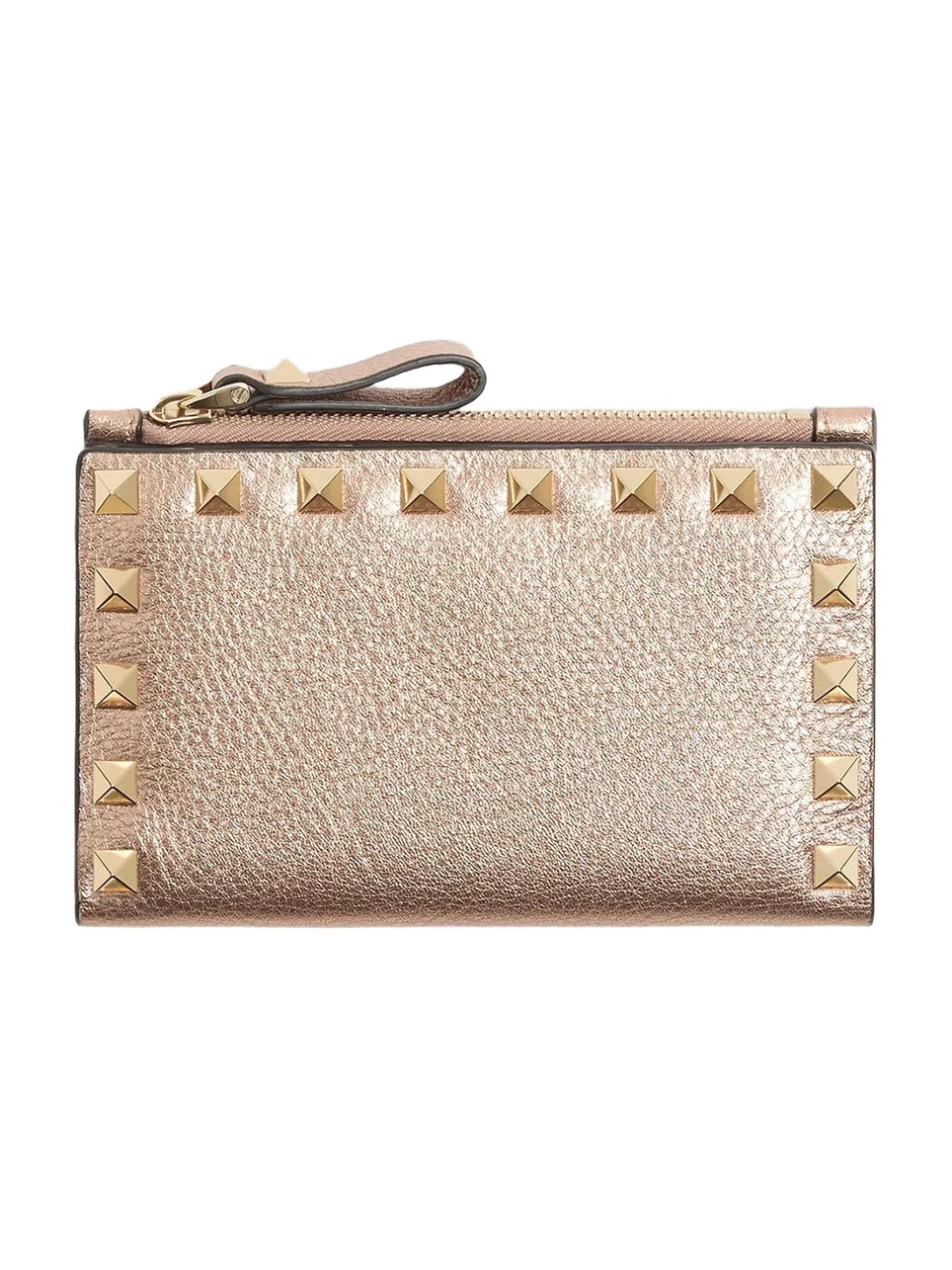 Valentino Women's Rockstud Laminated Grainy Calfskin Card Holder