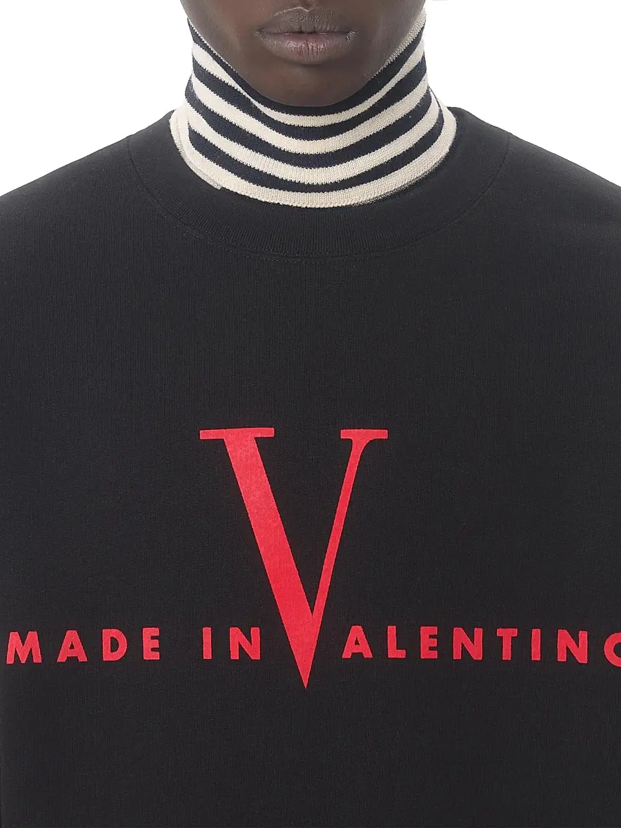 Valentino Men's Cotton Crewneck Sweatshirt with Print - Black Red | Thumbnail 5 Valentino Men's Cotton Crewneck Sweatshirt with Print - Black Red | Thumbnail 5