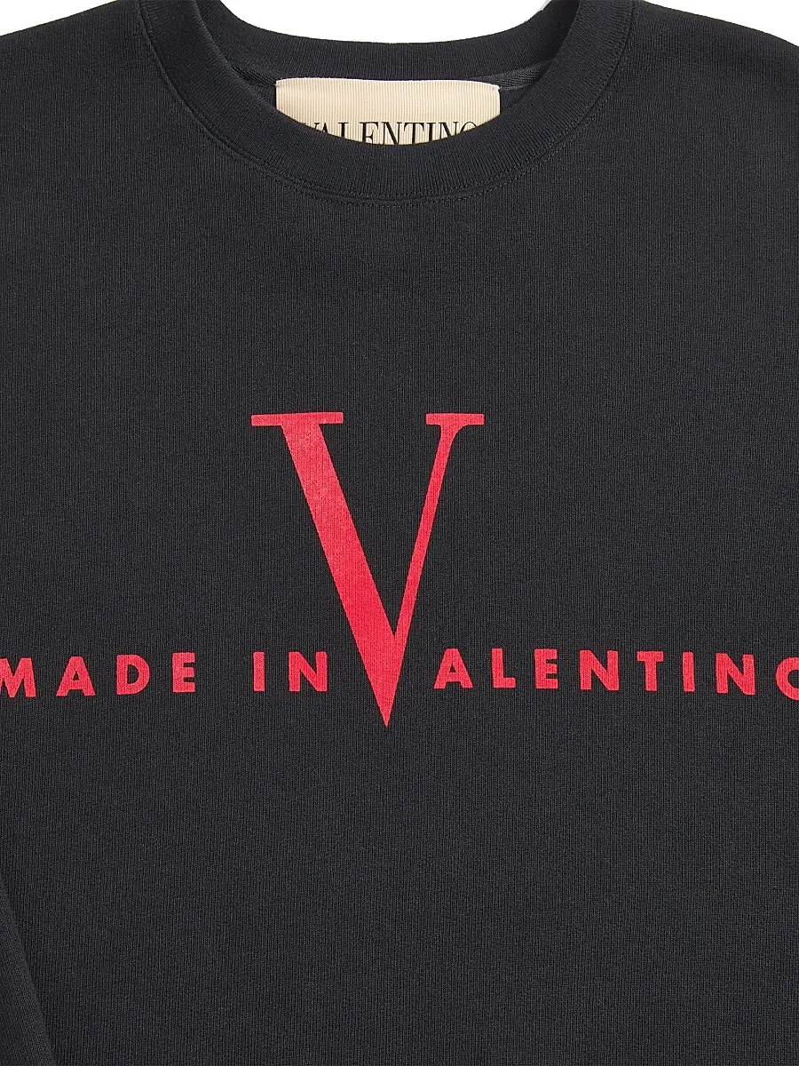 Valentino Men's Cotton Crewneck Sweatshirt with Print - Black Red | Thumbnail 6 Valentino Men's Cotton Crewneck Sweatshirt with Print - Black Red | Thumbnail 6