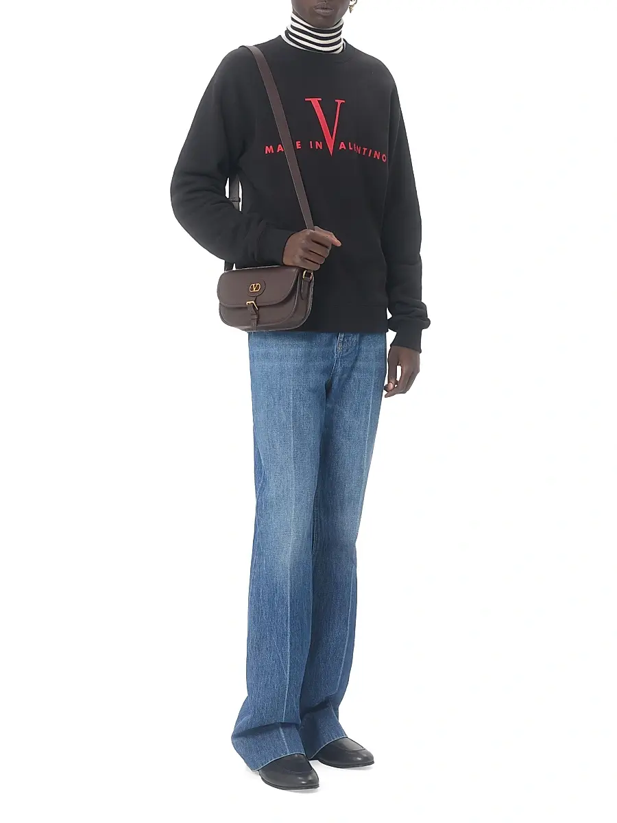 Valentino Men's Cotton Crewneck Sweatshirt with Print - Black Red | Thumbnail 7 Valentino Men's Cotton Crewneck Sweatshirt with Print - Black Red | Thumbnail 7