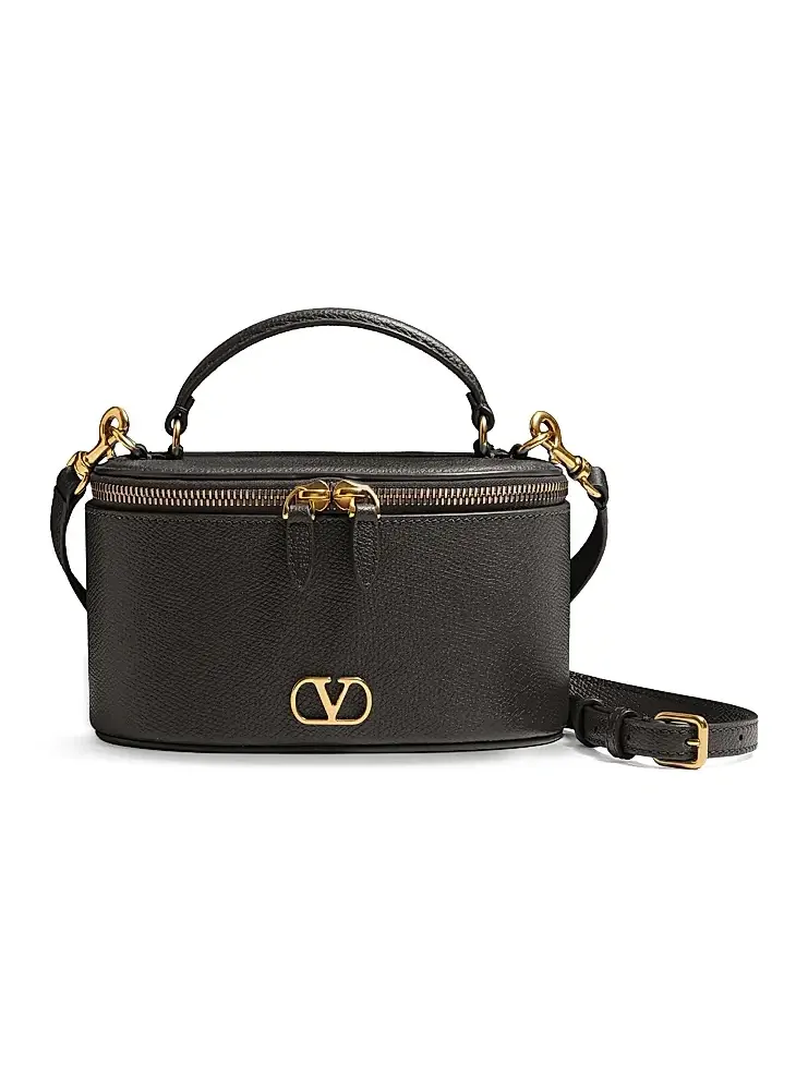 Women's VLogo Signature Mini Vanity Bag in Grainy Calfskin - Black