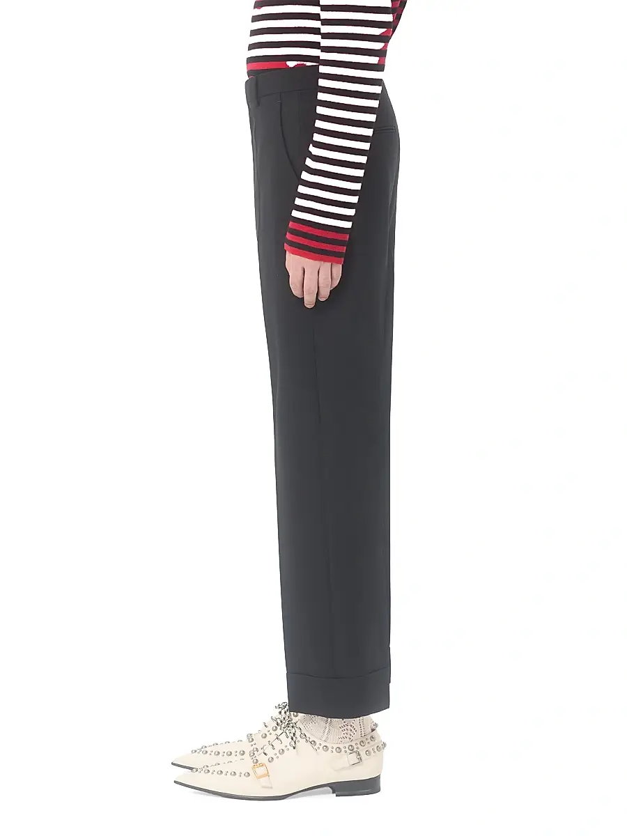 Valentino Men's Wool Pants with Cuffs - Black | Thumbnail 3 Valentino Men's Wool Pants with Cuffs - Black | Thumbnail 3