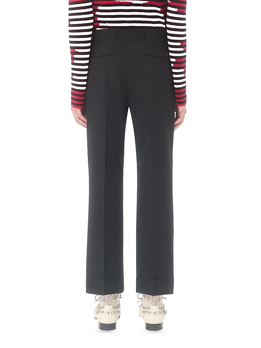 Valentino Men's Wool Pants with Cuffs - Black | Thumbnail 4 Valentino Men's Wool Pants with Cuffs - Black | Thumbnail 4