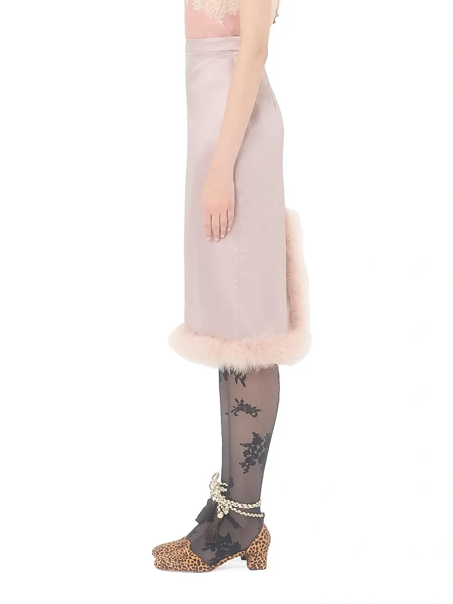 Valentino Women's Satin Skirt with Feathers - Mauve | Thumbnail 3 Valentino Women's Satin Skirt with Feathers - Mauve | Thumbnail 3